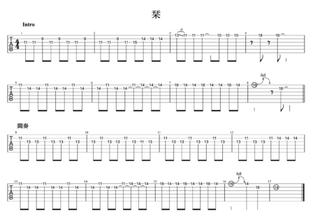 栞ギターTAB譜/クリープハイプ