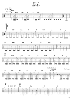 にじ/ギターTAB譜・コード/山野さと子(童謡)