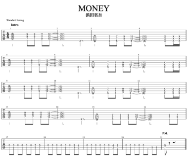 MONEYイントロギターTAB譜/浜田省吾