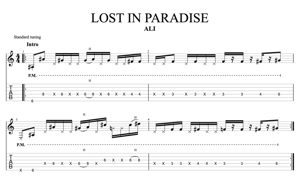 LOST IN PARADISE ギターTAB譜