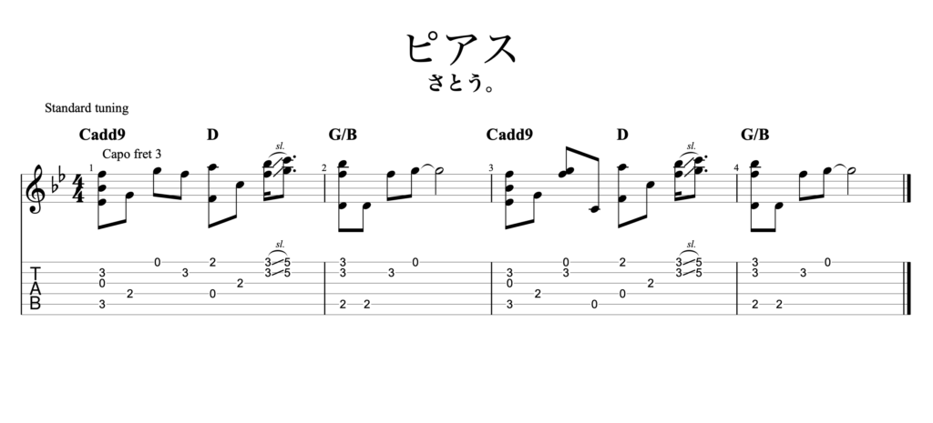 ピアス ギター TAB譜